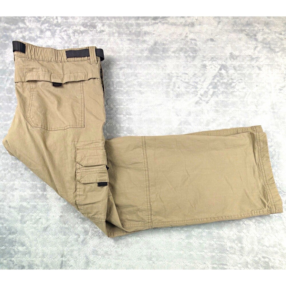 BC Clothing Men’s Lined Cargo Pants 40 Beige Straight Leg Canvas Cotton Blend